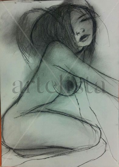 el dolor Pastel Paper Figure Painting