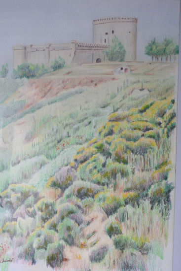 Castillo de Arevalo Pencil (coloured) Paper Landscaping