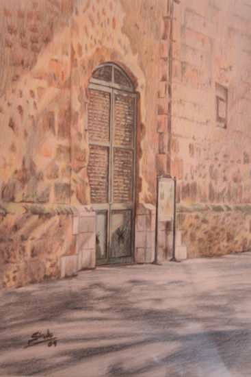 Puerta trasera de iglesia Pencil (coloured) Paper Landscaping