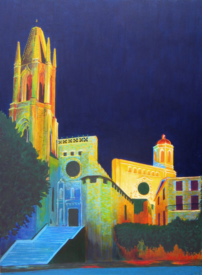 Girona de Noche (vertical) Acrylic Panel Landscaping