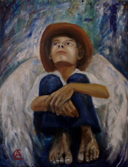 Niño angel Oil Canvas Figure Painting