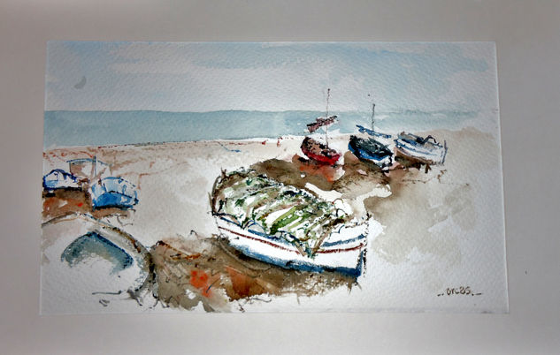 barques al mar Watercolour Paper Landscaping