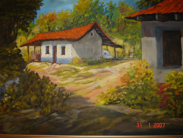 Casa Típica Oil Canvas Landscaping