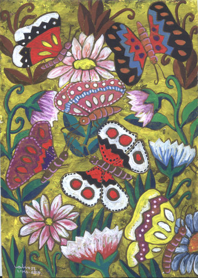 Jardín en los Andes Gouache Card Floral Painting