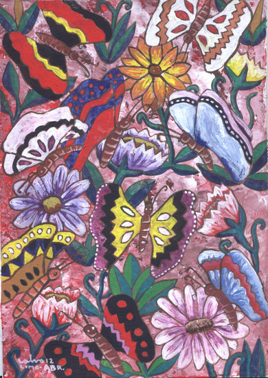 Jardín en los Andes Gouache Card Floral Painting