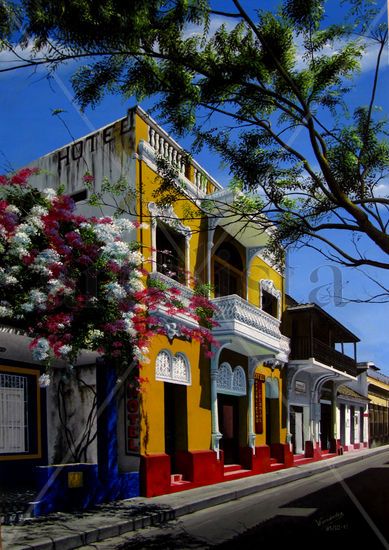 TRINITARIAS EN LA "CALLE  GRANDE" Oil Panel Landscaping