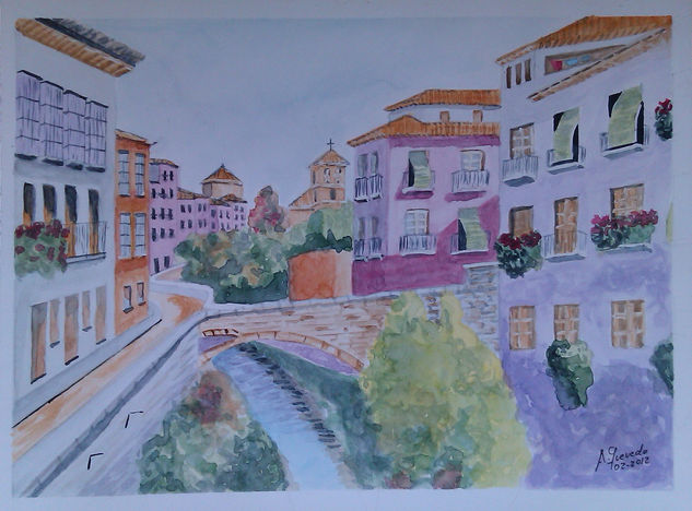 Carrera del Darro Acuarela Papel Paisaje