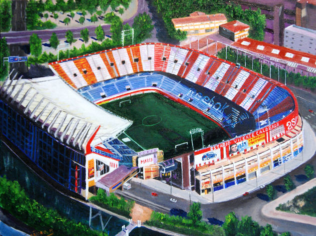 Estadio Vicente Calderón Óleo Lienzo Paisaje