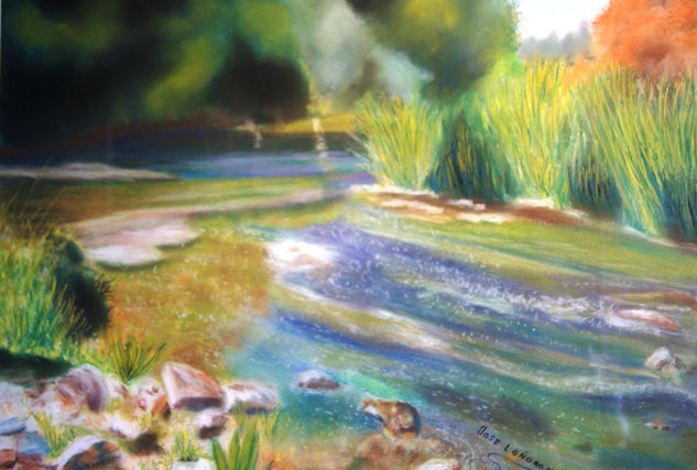 Paisaje con rio Pastel Paper Landscaping