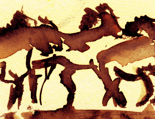 Mustangs Watercolour Card Animals