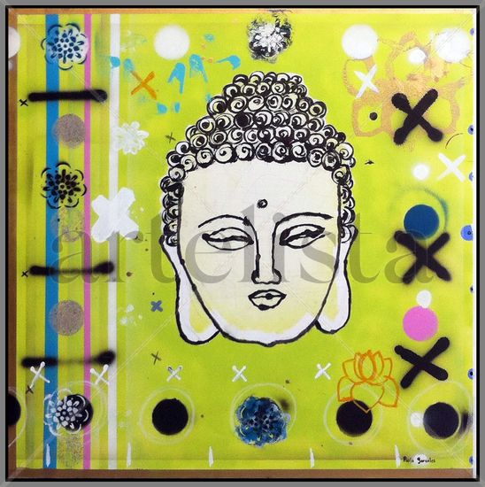 Illuminated Buddha Acrylic Canvas Figure Painting