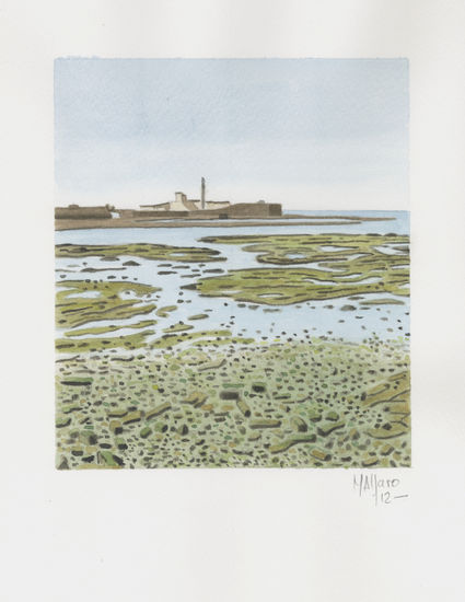 Bajamar en La Caleta (Cádiz) Watercolour Paper Landscaping