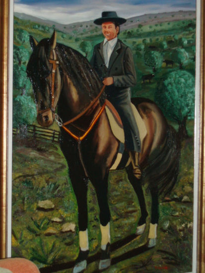 caballo en prado con niño Oil Canvas Landscaping