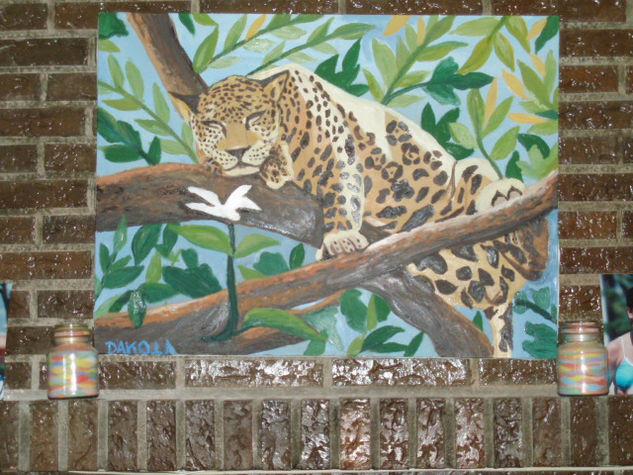 jaguar ,descansando Óleo Lienzo Animales