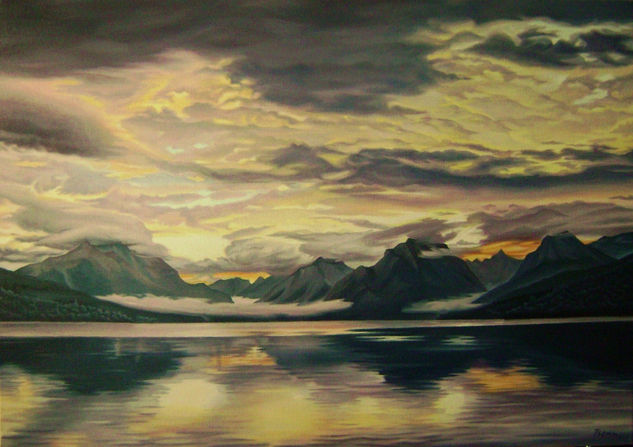 Lago de la montaña Oil Canvas Landscaping