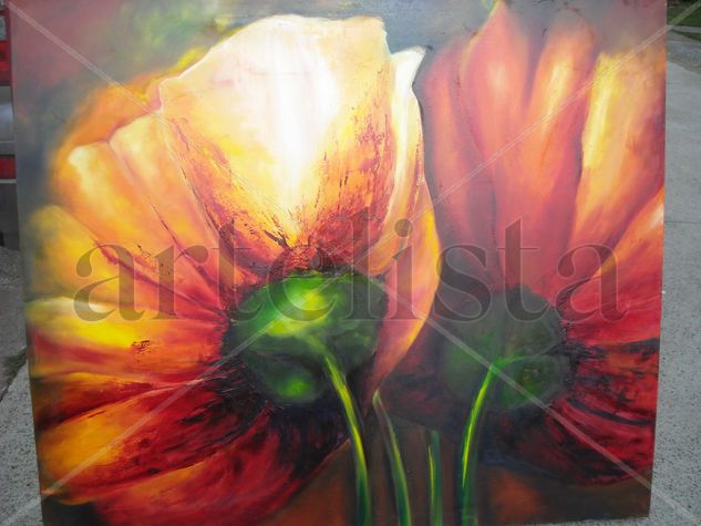 mis dos  flores Oil Canvas Others