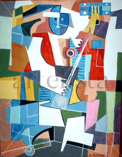 el guitarrista Acrylic Canvas Figure Painting