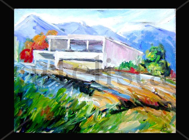 refugio en las montanas Watercolour Canvas Landscaping