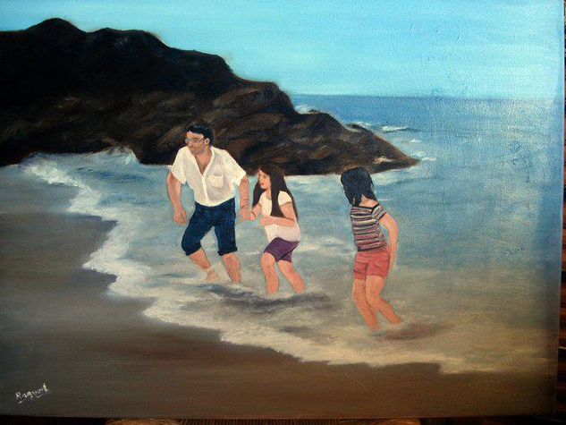 un día de playa Oil Canvas Portrait