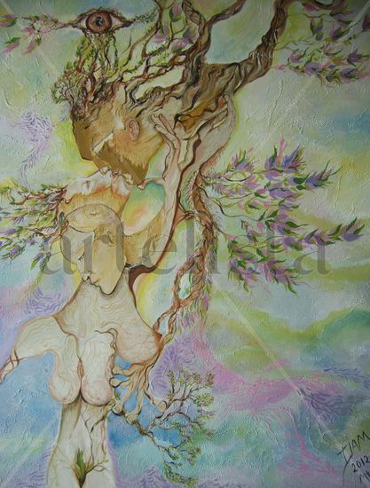 El femenino del arbol Acrylic Canvas Figure Painting