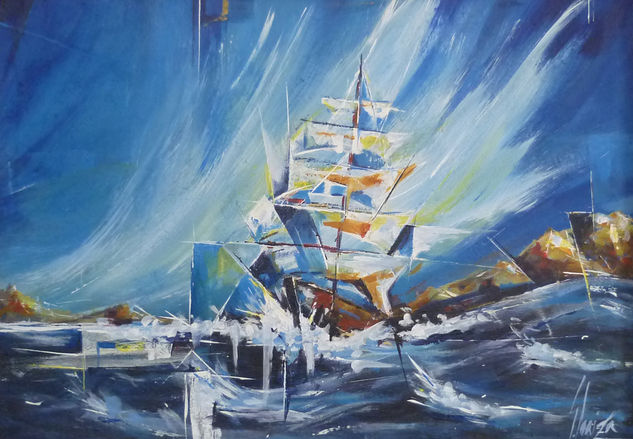 Barco Acrylic Canvas Marine Painting