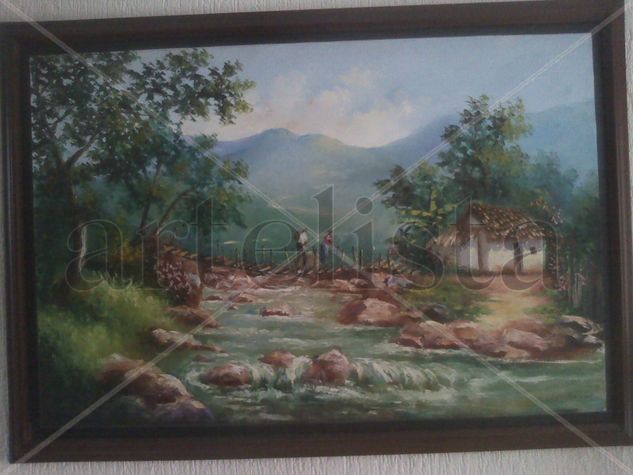 EL PUENTE COLGANTE Oil Canvas Landscaping