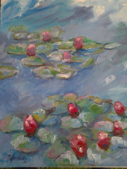 Nenúfares en el estanque Oil Canvas Floral Painting