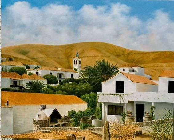 Betancuria desde carretera Óleo Lienzo Paisaje