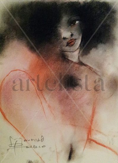 ojos rosas Pastel Paper Figure Painting