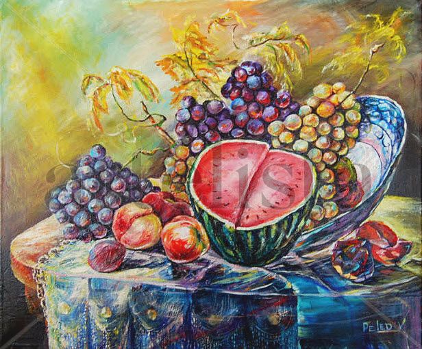 Still life. Fructs Oil Canvas Floral Painting