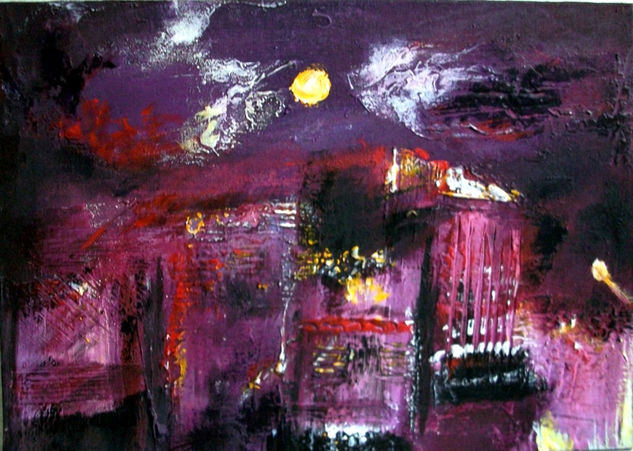 Arrabal nocturno Acrylic Canvas Landscaping