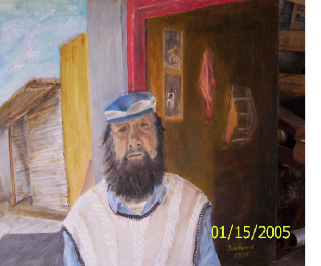 El Huinca Óleo Tabla Retrato