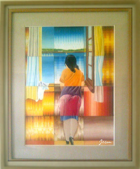 mujer Acrylic Card Landscaping