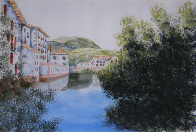 RIO BIDASOA EN ELIZONDO Watercolour Paper Landscaping