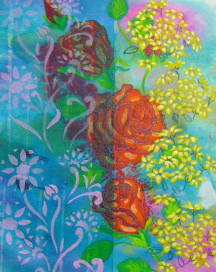 Florais I Acrylic Textile Floral Painting