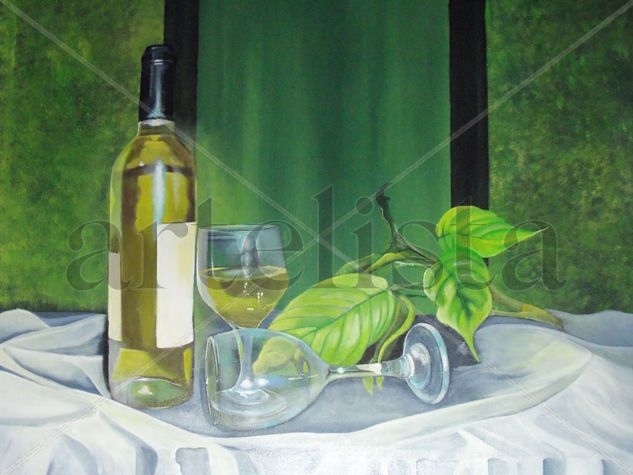 Sabor blanco en copa Oil Canvas Still Life Paintings