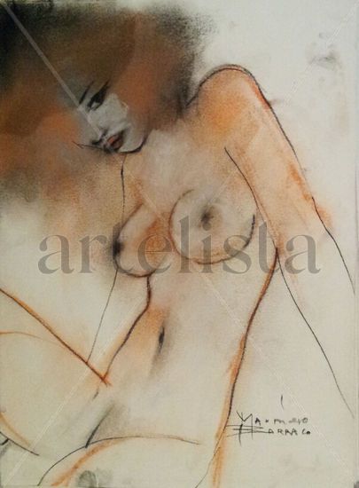 four roses Pastel Paper Nude Paintings