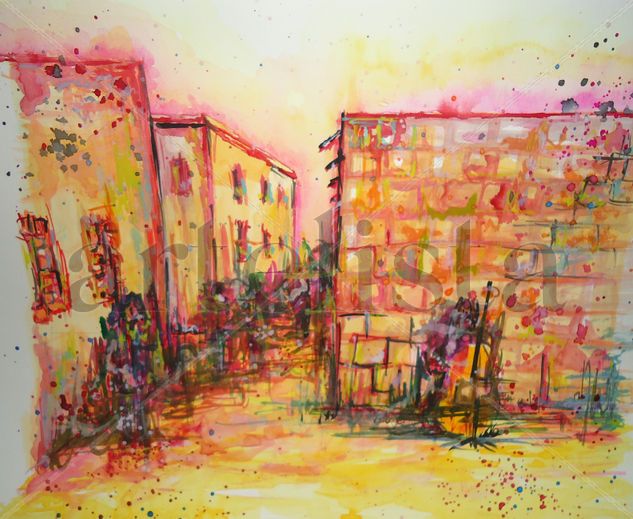 Musica en la calle Watercolour Paper Landscaping