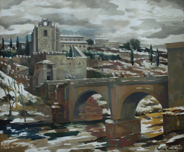 Toledo con nieve Oil Canvas Landscaping