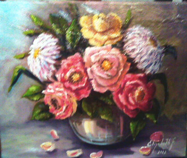 rosas de abril Oil Canvas Floral Painting