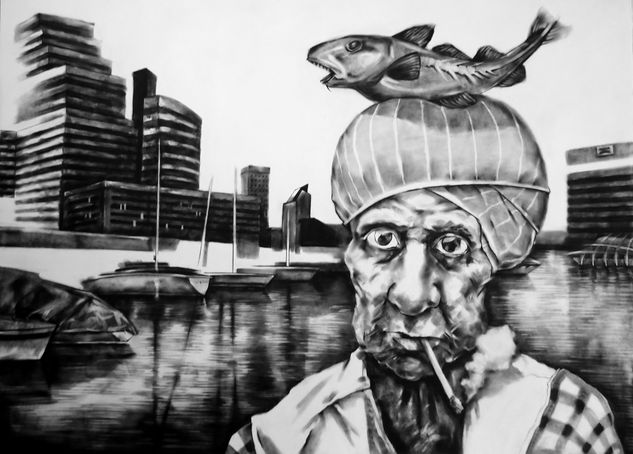 El Balance del Pescáo / The Fish Balance. Charcoal