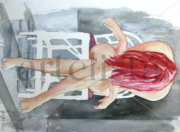 desnudo sentado Watercolour Paper Nude Paintings