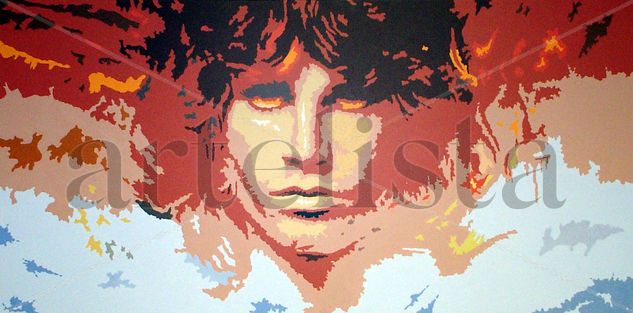 JIM MORRISON y sus tentationes Acrylic Canvas Portrait