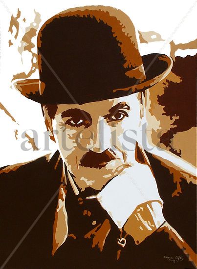 CHARLOT con su guante blanco Acrílico Lienzo Retrato