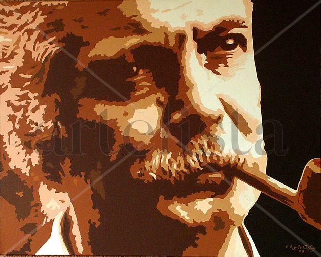 GEORGES BRASSENS Acrílico Lienzo Retrato