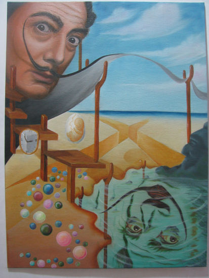 Saban Arte  -  hermanosaban - Saban pinturas - Guatemala - Tribudali - Tributo a Dali Óleo Lienzo Retrato