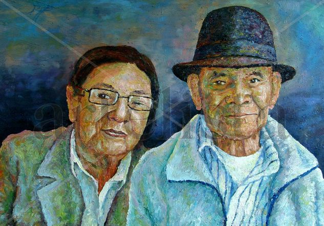 ABUELOS Oil Canvas Portrait