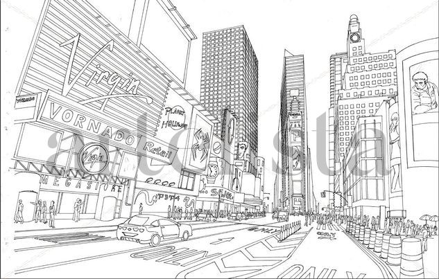 Perspectiva Time Square Ink Paper Landscaping