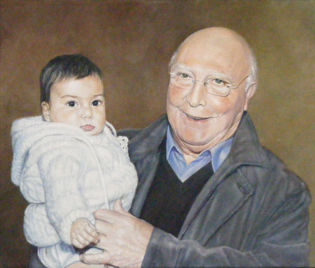 Pepe y sobrina Oil Canvas Portrait