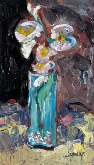 JARRO CON FLORES Oil Panel Still Life Paintings